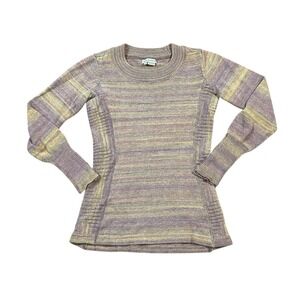 Royal Robbins Womens XS Crew Neck Colorful Fitted Sweater‎ Button Wrist